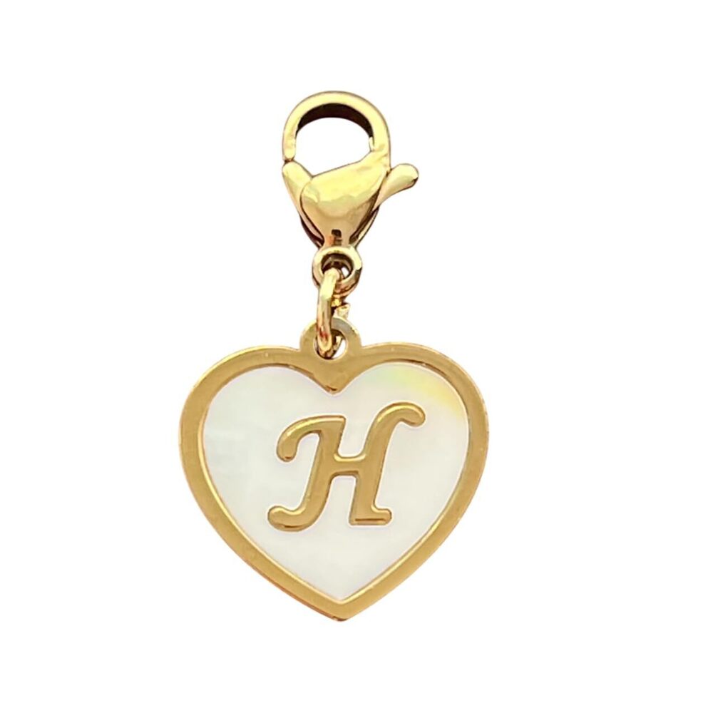 7659 Golden Heart Titanium Steel Shell Finish Alphabet Letter Clip-On